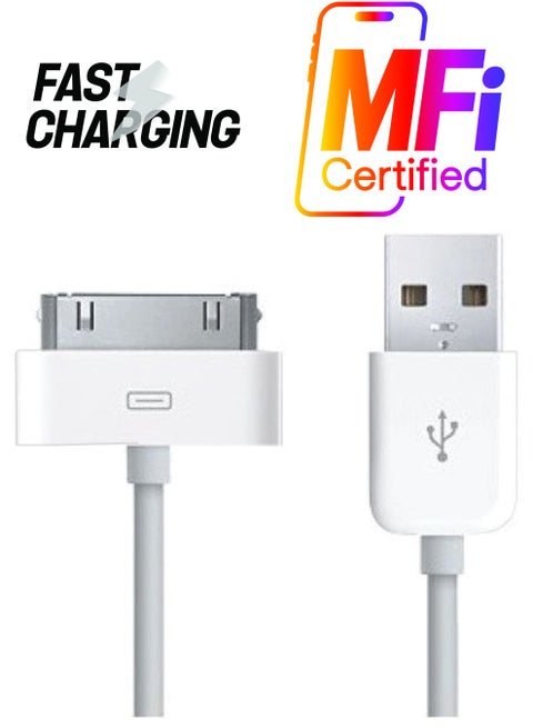 USB Data Sync Charging Cable For Apple iPad2/iPhone 4/4S/iPod Nano White