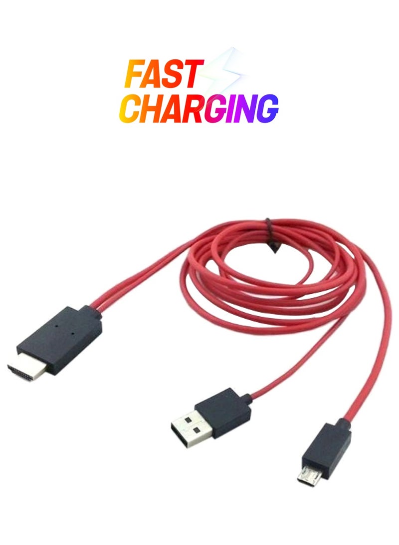كابل Micro USB إلى كابل HDMI أحمر وأسود - Image 1