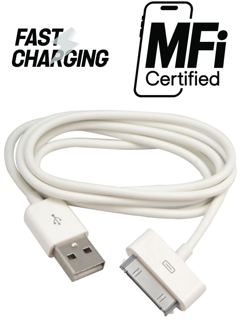كابل USB للشحن ومزامنة البيانات ذو 30 سناً أبيض - Image 1