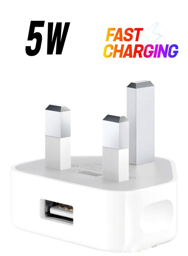 3-Pin Wall Charger USB Adapter Plug White  - Image 1