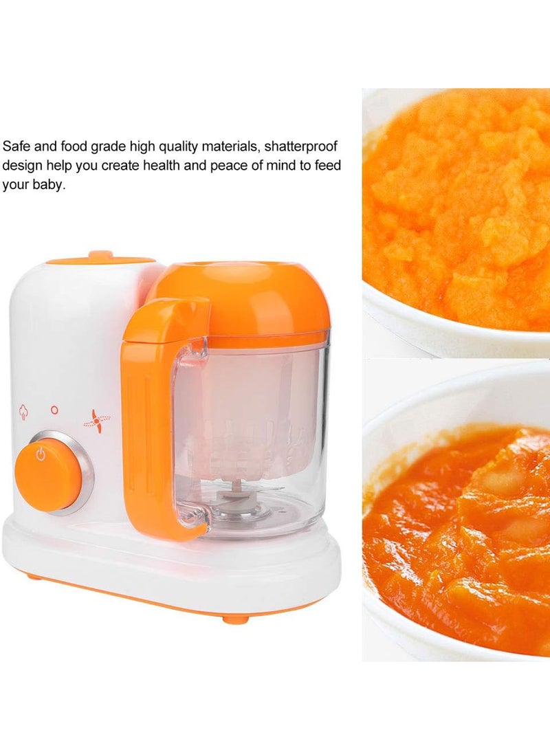 BPA Lead Phthalate-Free Shatterproof Baby Food Steamer Blender, Orange/White