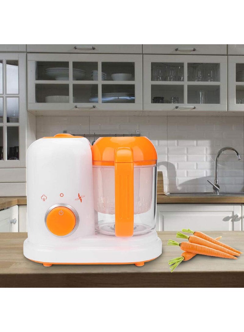 BPA Lead Phthalate-Free Shatterproof Baby Food Steamer Blender, Orange/White