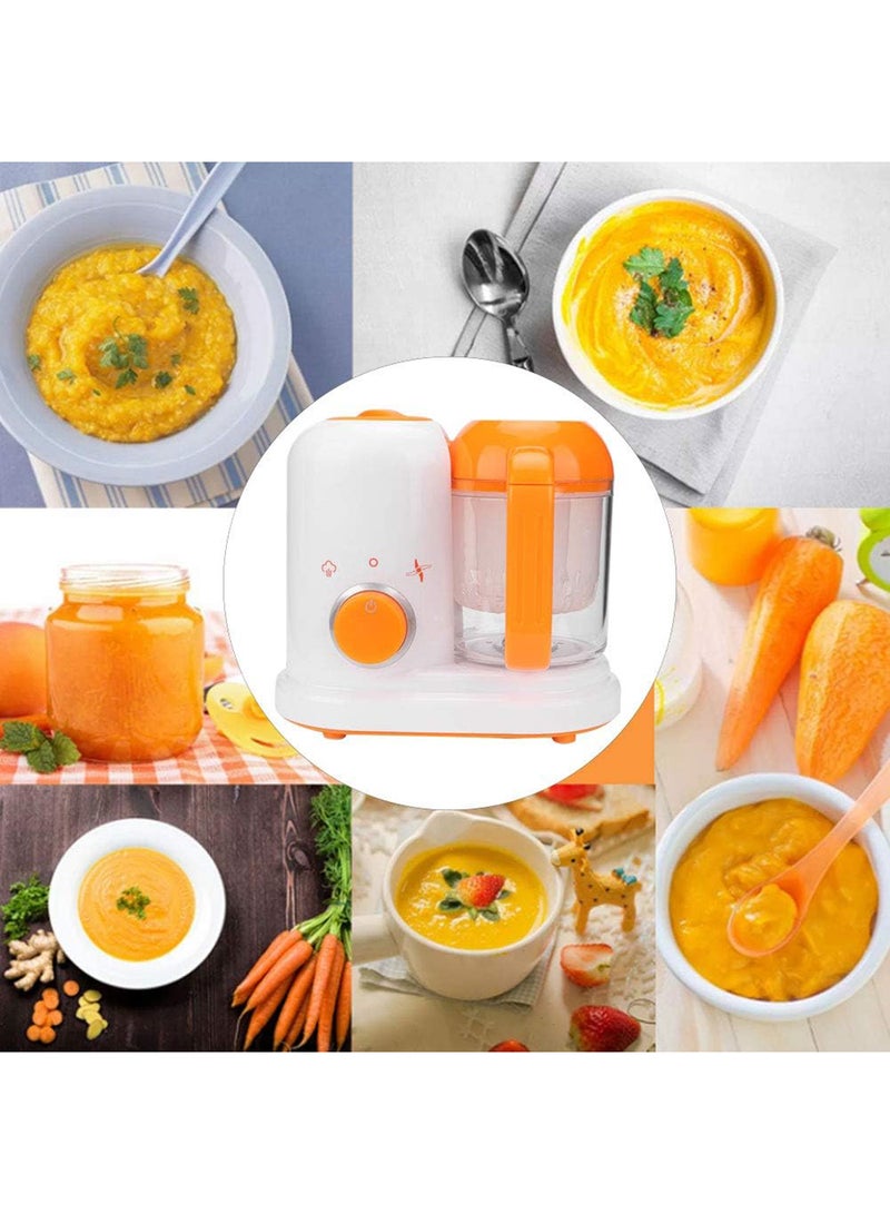 BPA Lead Phthalate-Free Shatterproof Baby Food Steamer Blender, Orange/White