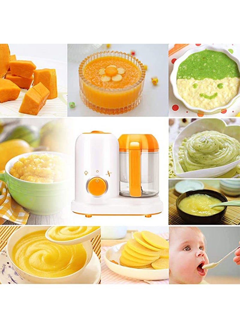 BPA Lead Phthalate-Free Shatterproof Baby Food Steamer Blender, Orange/White