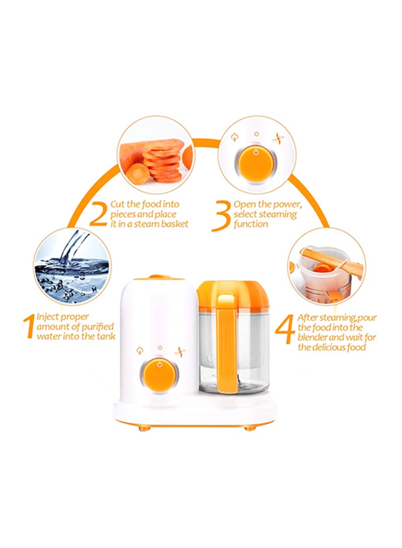 BPA Lead Phthalate-Free Shatterproof Baby Food Steamer Blender, Orange/White
