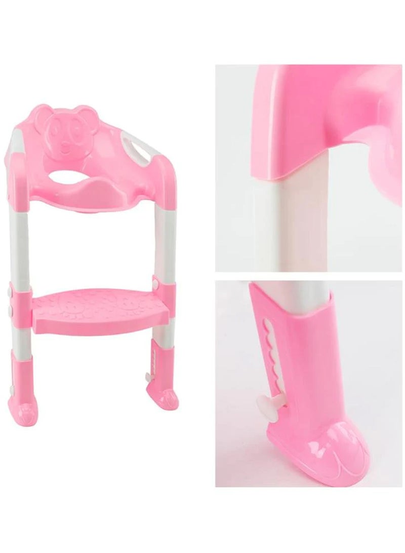Generic Adjustable Design Ladder Potty Training With Handles For 12 Months+, Pink And white  - Image 5