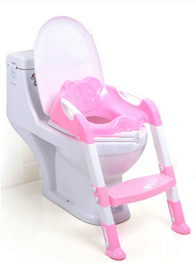 Generic Adjustable Design Ladder Potty Training With Handles For 12 Months+, Pink And white  - Image 4