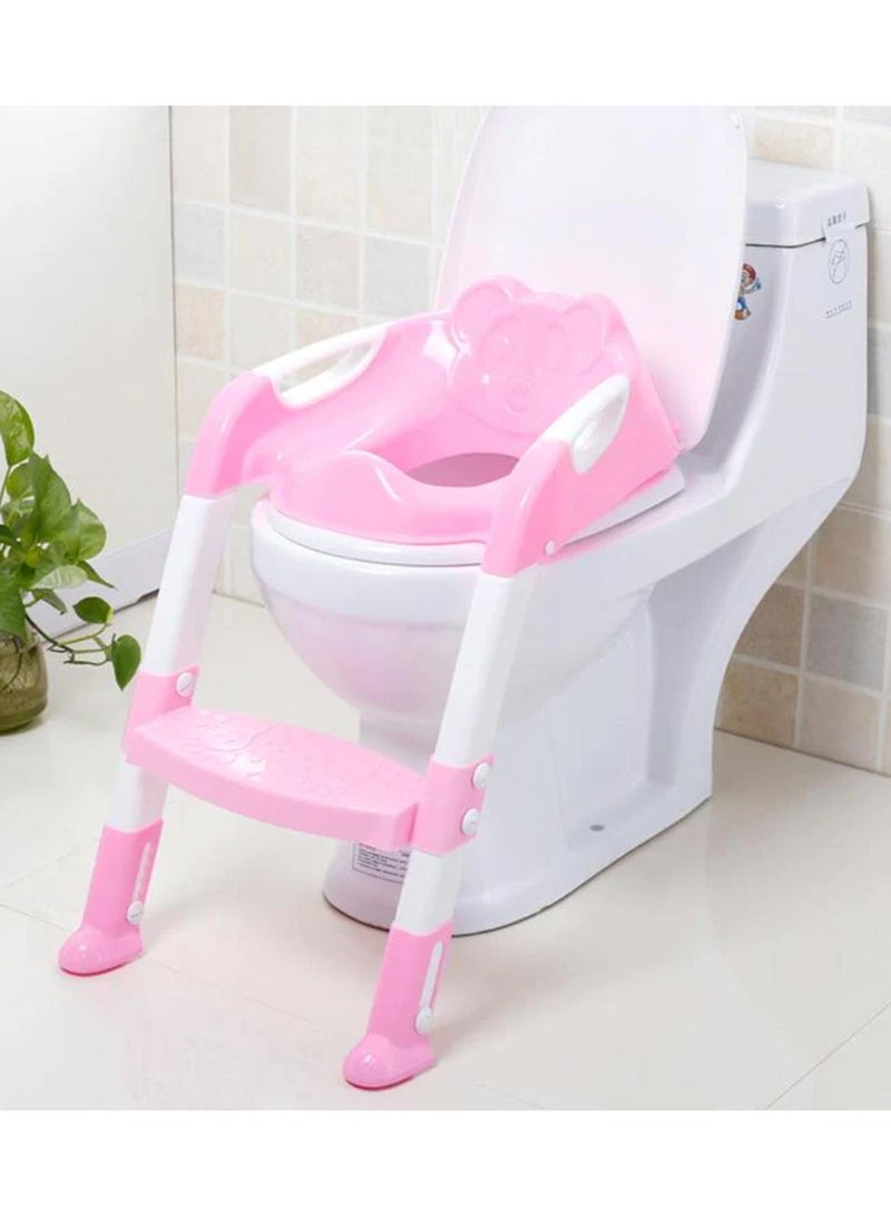Generic Adjustable Design Ladder Potty Training With Handles For 12 Months+, Pink And white  - Image 2