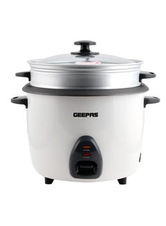 GEEPAS Electric Rice Cooker  -Cook/Warm/Steam, High-Temperature Protection - Make Rice & Steam Healthy Food & Vegetables, Tempered Glass Lid, Non Stick Inner Pot | 2 Year Warranty 2.2 L 900 W GRC4326 White/Black/Clear  - Image 1