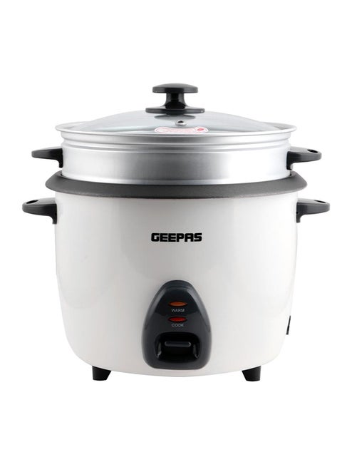 Electric Rice Cooker  -Cook/Warm/Steam, High-Temperature Protection - Make Rice & Steam Healthy Food & Vegetables, Tempered Glass Lid, Non Stick Inner Pot | 2 Year Warranty 2.2 L 900 W GRC4326 White/Black/Clear