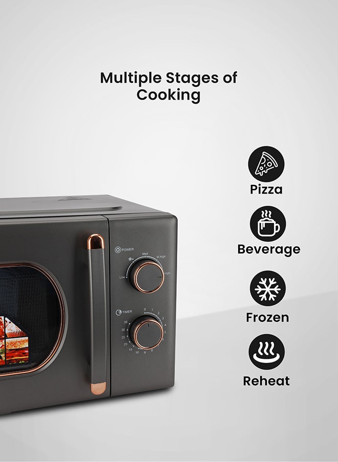 Olsenmark 20 L Microwave Oven Turntable Plate, Multiple Power Levels and Cooking Stages, Defrost Function, 30-Min Timer, Cooking End Signal 20 L 1100 W OMMO2260W Grey - Image 2