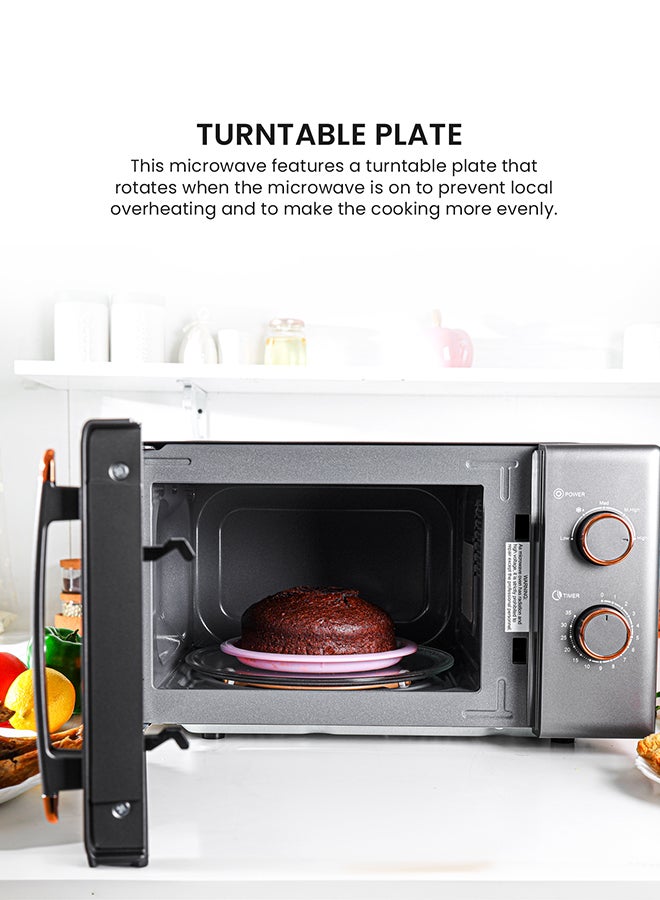 Olsenmark 20 L Microwave Oven Turntable Plate, Multiple Power Levels and Cooking Stages, Defrost Function, 30-Min Timer, Cooking End Signal 20 L 1100 W OMMO2260W Grey - Image 5