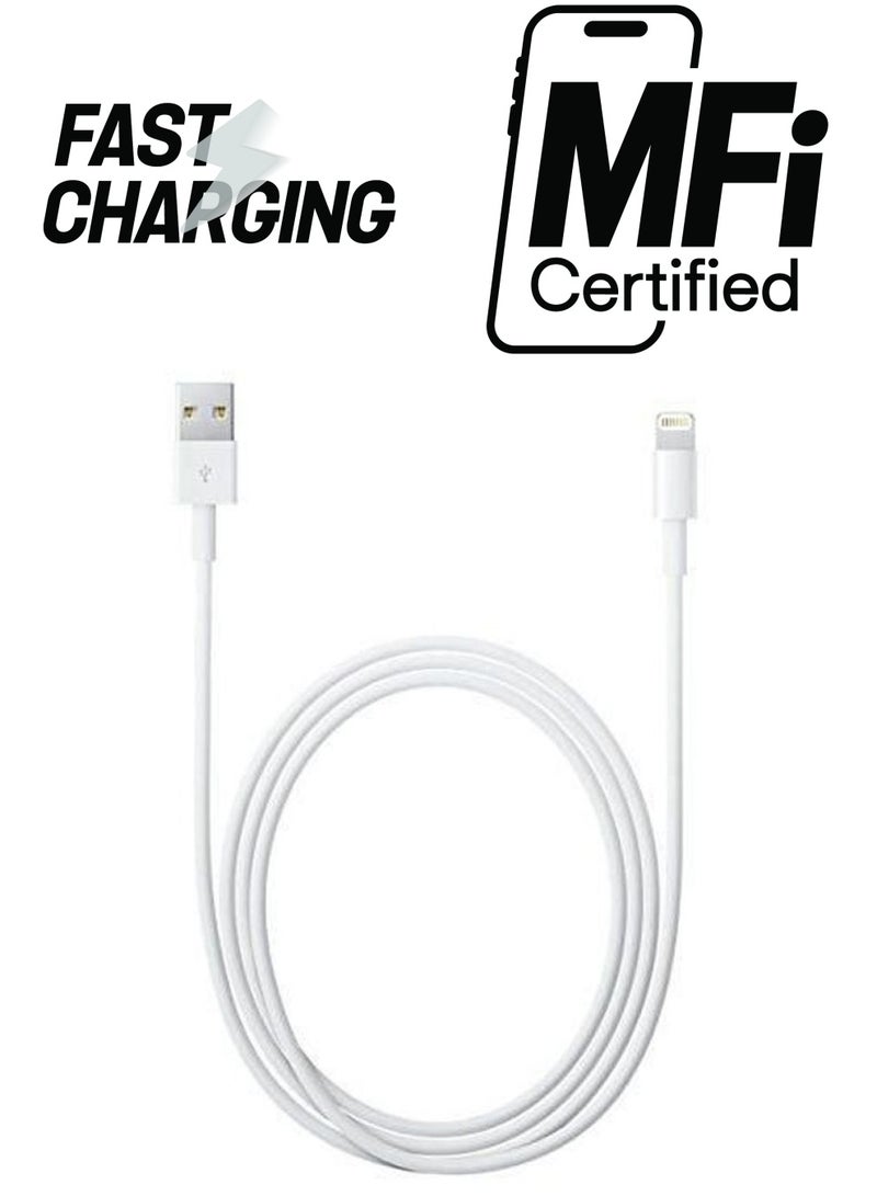 USB Data Sync Charging Cable For Apple Devices White - Image 1