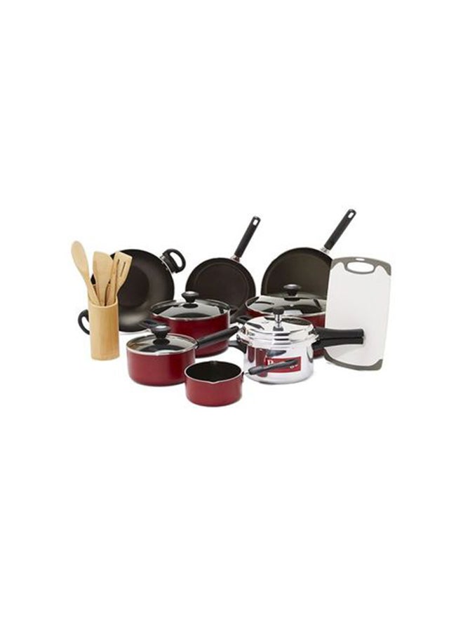 Prestige 16-Piece Classic Aluminum Non-stick Cookware Set Red 28cm 