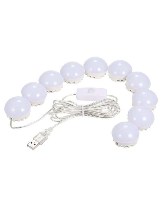 مجموعة مصابيح بضوء LED لمرآة الزينة من 10 قطع أبيض