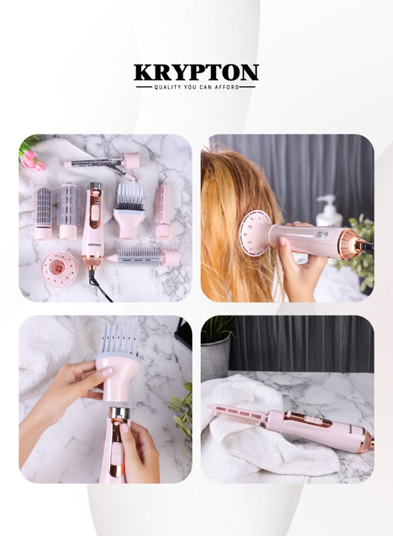 KRYPTON 8-in-1 Hair Styler With 7 Attachments, Smooth And Easy-to-use Design, Safety Cut Off Feature, 360-degree Swivel Cord, Cool Function, And Perfect For Salon Pink - Image 5