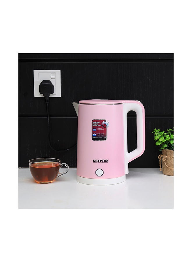 KRYPTON 360 Rotation Base Double Layer Stainless Steel Electric Kettle with Boil Dry Protection & Auto Shut Off Feature 1.8 L 1500 W KNK6062N Pink - Image 2