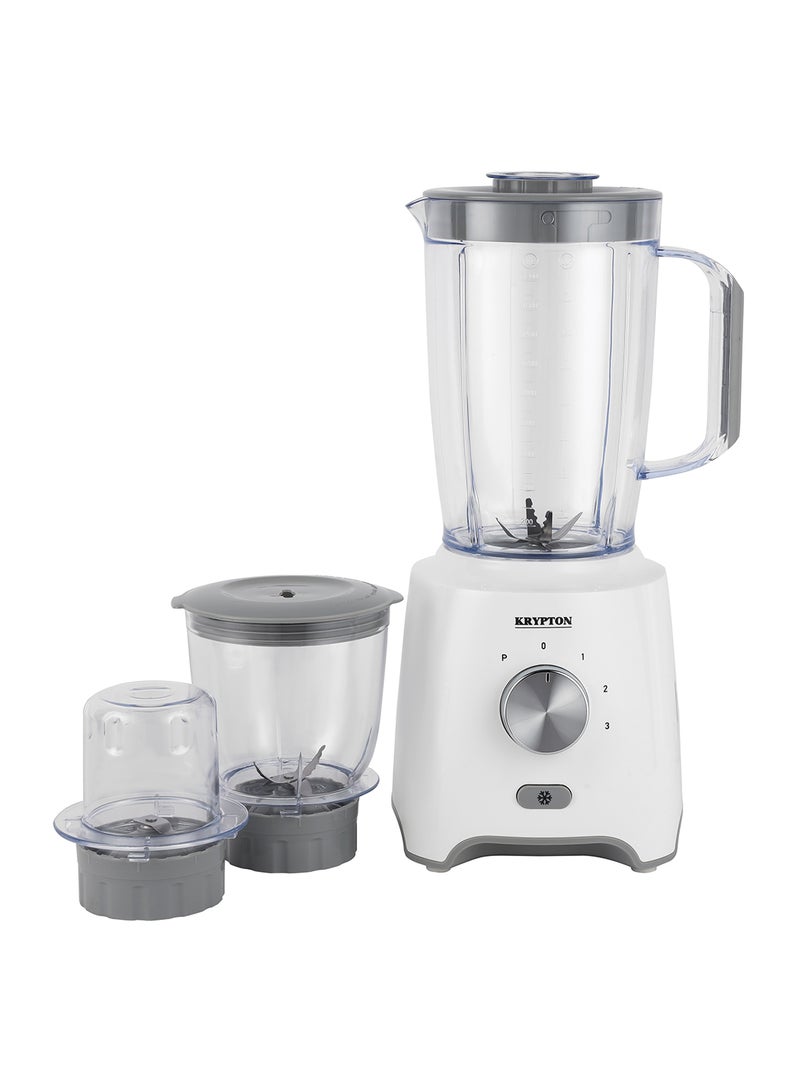 KRYPTON - 3-In-1 Blender With Unbreakable  Jars, Stainless Steel Blade, 600W Powerful Motor with 3 Speed Setting and Pulse 1.8 L 600 W KNB6029 White/Grey - Image 1
