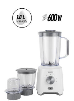 KRYPTON 3-In-1 Blender With Unbreakable  Jars, Stainless Steel Blade, 600W Powerful Motor with 3 Speed Setting and Pulse 1.8 L 600 W KNB6029 White/Grey  - Image 1