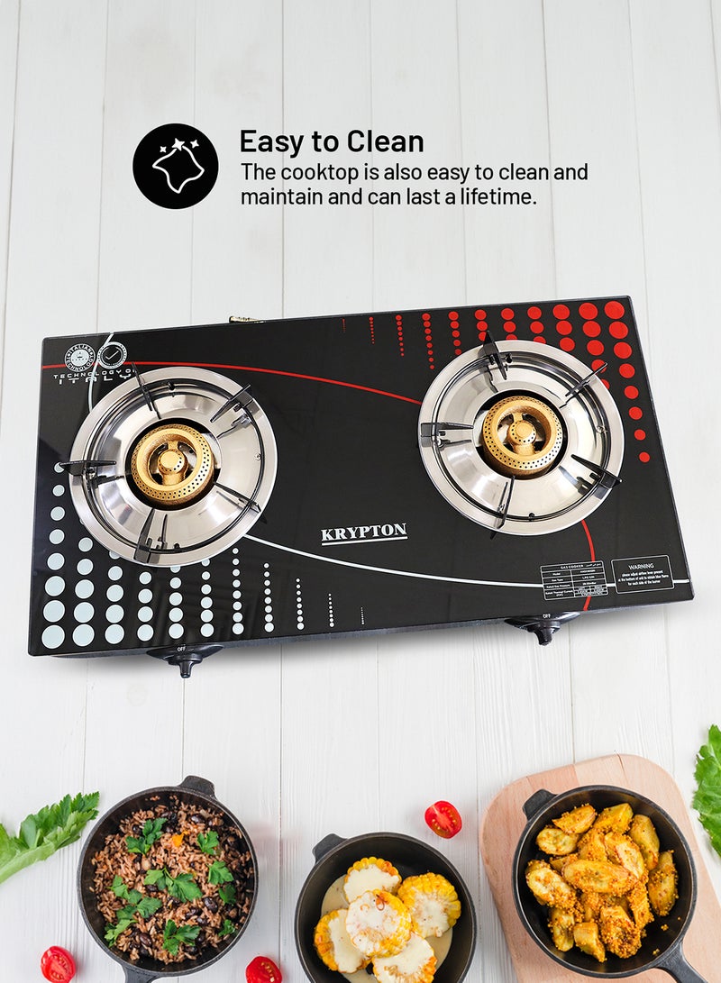 KRYPTON - Gas Cooker- Stainless Steel Frame and Tray, Double Burner Gas Stove with Low Gas Consumption and Improved Gas Flow for Efficient Heating, Auto Ignition System, LPG Gas Stove, KNGC6002N Multicolour - Image 1