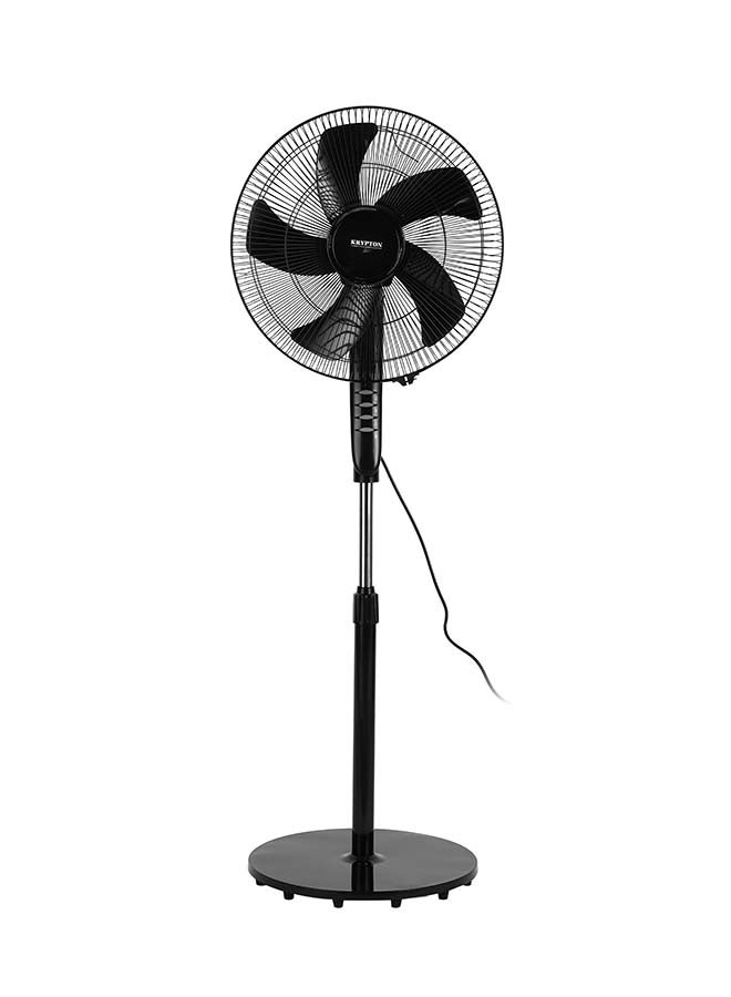 KRYPTON 16-Inch Stand Fan With 5-Leaf Blades, 3-Speed Control, Oscillation, Powerful Motor/Strong Safety Grill, Super Silent, Adjustable Height, Built In Safety Thermal Fuse/Suitable For Large Spaces, Home, Office, Super Strong Blades 50 W KNF6027L Black 