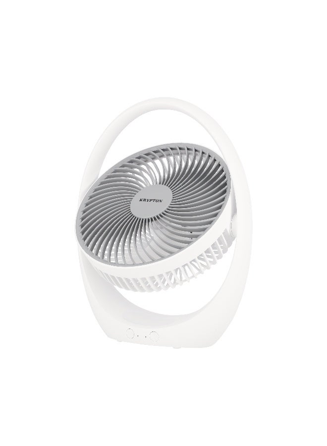 KRYPTON - Rechargeable Mini Fan | High Performance Fan with LED Light | 3 Blade Design| Powerful and Efficient Cooling, High Performance 2400mAh Lithium Battery for High Speed Wind| 2 Years Warranty KNF6030 White/Blue - Image 1