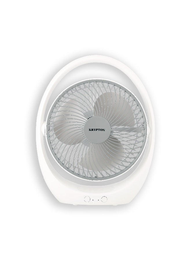 KRYPTON - Rechargeable Mini Fan | High Performance Fan with LED Light | 3 Blade Design| Powerful and Efficient Cooling, High Performance 2400mAh Lithium Battery for High Speed Wind| 2 Years Warranty KNF6030 White/Blue - Image 1