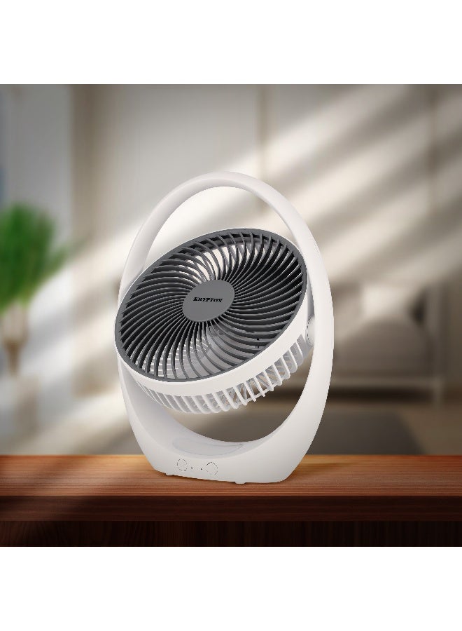 KRYPTON - Rechargeable Mini Fan | High Performance Fan with LED Light | 3 Blade Design| Powerful and Efficient Cooling, High Performance 2400mAh Lithium Battery for High Speed Wind| 2 Years Warranty KNF6030 White/Blue - Image 1