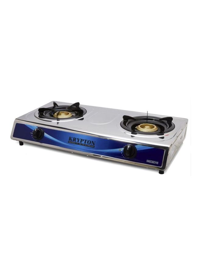 KRYPTON Stainless Steel Double Gas Burner Stove with 2 Burners, Low Gas Consumption, Efficient Heating and Easy to Clean KNGC6034N Silver - Image 2