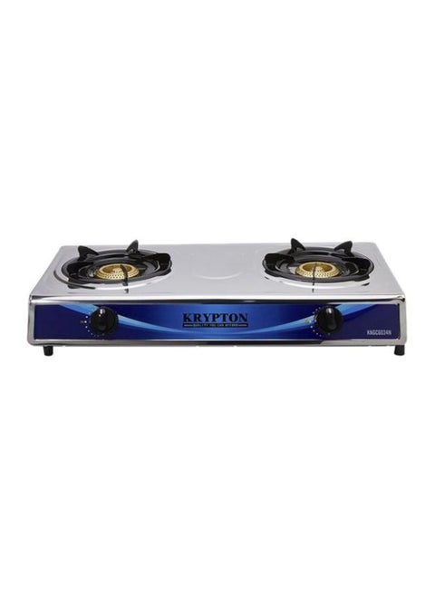 Stainless Steel Double Gas Burner Stove with 2 Burners, Low Gas Consumption, Efficient Heating and Easy to Clean KNGC6034N Silver
