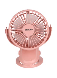 KRYPTON 5" Rechargeable Mini Fan with LED Light | Long Working Hours and 3 Wind Speed/ Powerful and Efficient Cooling, High Performance 1500mAh Lithium Battery, Perfect for Home, Office, Study Room, etc.  | 2 Years Warranty KNF6037 Pink  - Image 1