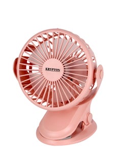 KRYPTON 5" Rechargeable Mini Fan with LED Light | Long Working Hours and 3 Wind Speed/ Powerful and Efficient Cooling, High Performance 1500mAh Lithium Battery, Perfect for Home, Office, Study Room, etc.  | 2 Years Warranty KNF6037 Pink  - Image 2