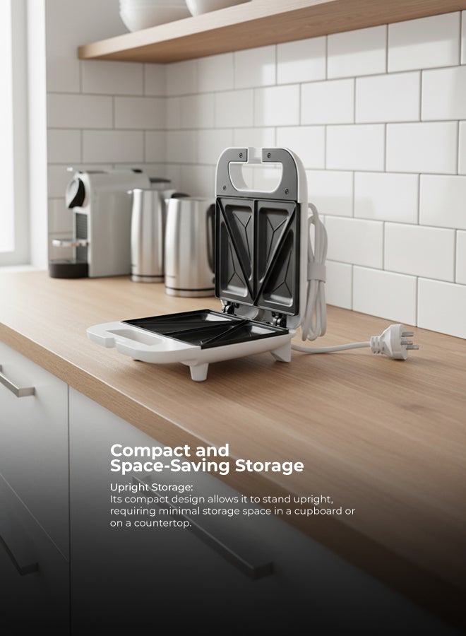 KRYPTON Slice Sandwich Maker with Cool Touch Handle, Indicator Light, Automatic Temperature Control and Non-Stick Coating Plate and Compact Size 750 W KNSM6063 White/Black - Image 4