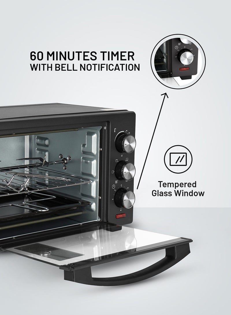 كريبتون - فرن كهربائي مزود بعدد 6 مستويات للطاقة ومؤقت لمدة 60 دقيقة 19 L 1380 W KNO6096 أسود/ فضي/ شفاف - Image 1