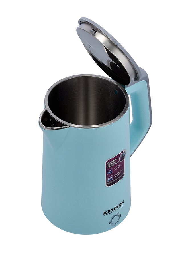 KRYPTON - Double layer Kettle With Rotational Base, Automatic Cut-Off, Boil Dry Protection, Stainless Steel Inner Body, Detachable Power Base, Strong Double Layer Housing 1.8 L KNK6105 Blue - Image 1