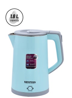 KRYPTON Double layer Kettle With Rotational Base, Automatic Cut-Off, Boil Dry Protection, Stainless Steel Inner Body, Detachable Power Base, Strong Double Layer Housing 1.8 L KNK6105 Blue  - Image 1