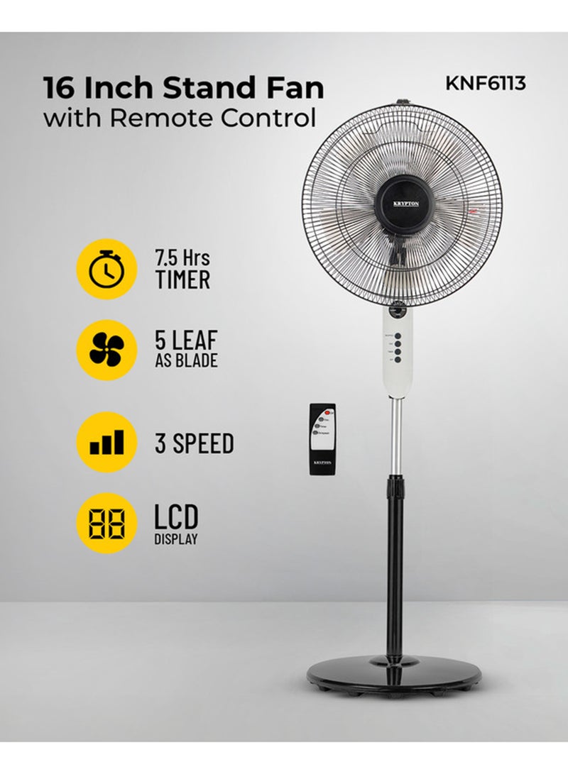 KRYPTON Stand Fan With Remote Control KNF6113 White/Black - Image 1