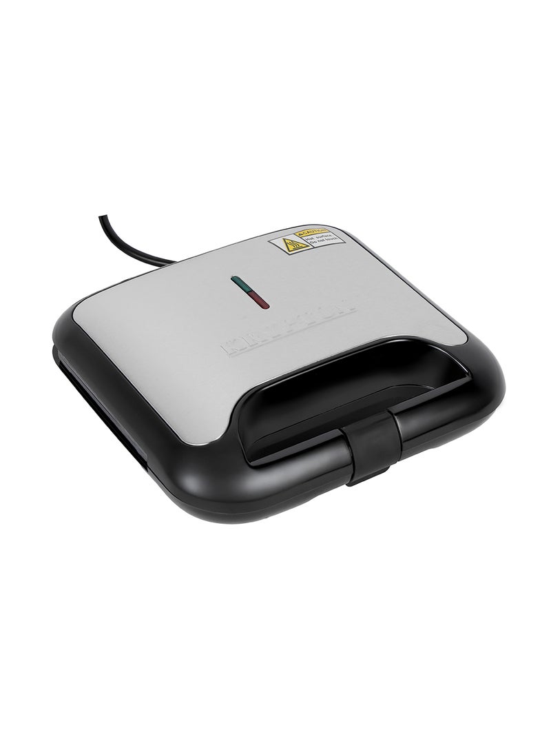 KRYPTON Electric Grill Maker with Non-Stick 2 Slice Plates | 800W Power | Automatic Temperature Control | Power On/Off Indicators | Easy to Clean | Perfect for Grilling Meat, Chicken, Vegetables 800 W KNGM6064S Black/Silver  - Image 1