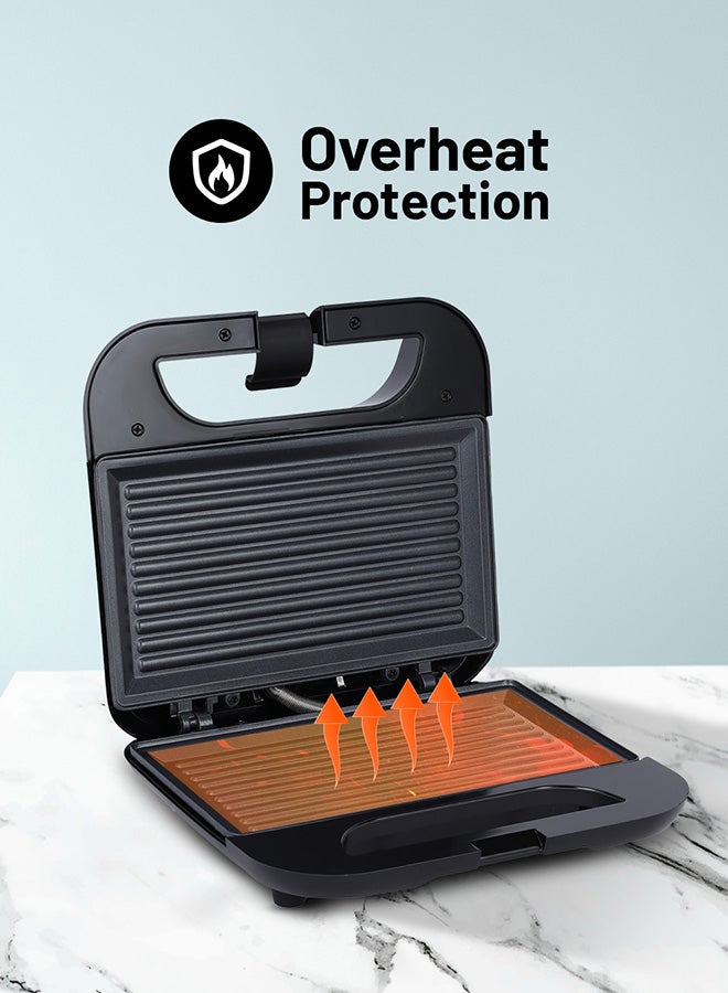 KRYPTON Electric Grill Maker with Non-Stick 2 Slice Plates | Automatic Temperature Control | Power On/Off Indicators | Easy to Clean | Perfect for Grilling Meat, Chicken, Vegetables 750 W KNGM6064S Black/Silver - Image 4