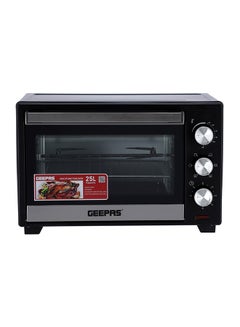 GEEPAS 25L Electric Oven With Rotisserie, 6 Stages Heating Selector,4pcs High-Efficiency SS Heating Element, Grill Bake & Roast And Power Indicator Light, 60 Mins Timer & Shut Off Bell. 25 L 1600 W GO4464N Black/Clear  - Image 1