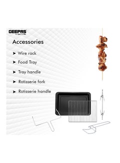 GEEPAS 25L Electric Oven With Rotisserie, 6 Stages Heating Selector,4pcs High-Efficiency SS Heating Element, Grill Bake & Roast And Power Indicator Light, 60 Mins Timer & Shut Off Bell. 25 L 1600 W GO4464N Black/Clear  - Image 3