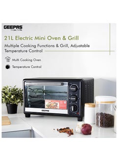GEEPAS 25L Electric Oven With Rotisserie, 6 Stages Heating Selector,4pcs High-Efficiency SS Heating Element, Grill Bake & Roast And Power Indicator Light, 60 Mins Timer & Shut Off Bell. 25 L 1600 W GO4464N Black/Clear  - Image 5