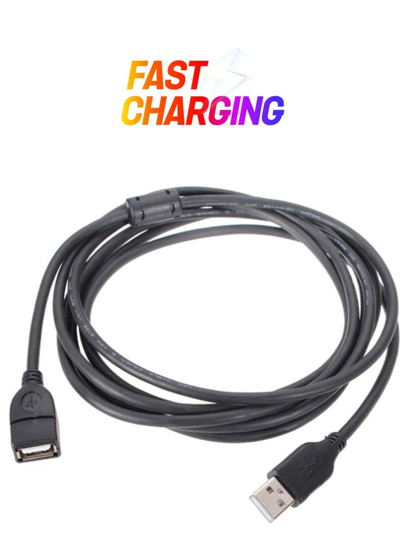 كابل تمديد USB ذكر إلى أنثى أسود