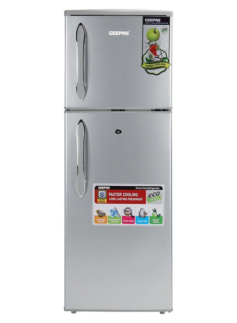 GEEPAS Double Door Direct Cool Refrigerator, 132L (4.7 Cu. Ft.), Crystal Silver - GRF1857WPN 120 W GRF1857WPN Silver - Image 1