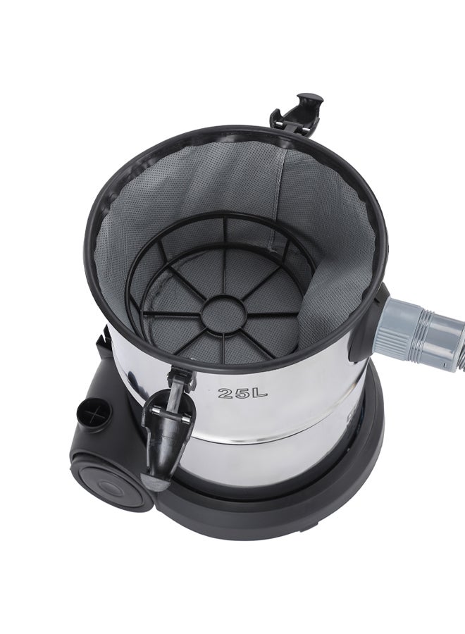 GEEPAS - Wet and Dry Stainless Steel Vacuum Cleaner with Elegant Body, Adjustable Suction on Handle / Power Rating : AC 220 – 240 (50/60 Hz) 25 L 2300 W GVC19011N Silver/Black/Yellow - Image 1