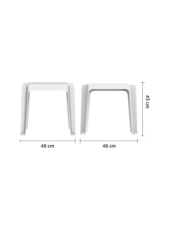 Cosmoplast Plastic Regina Low Square Table 48x48x43cm- (White) Cool Grey 48x48x43cm - Image 4