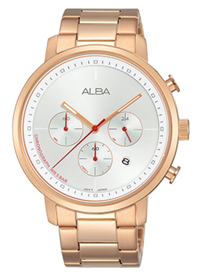 ألبا ساعة كرونوغراف مقاومة للماء بسوار من الإستانلس ستيل طراز AT3D52X1 للرجال