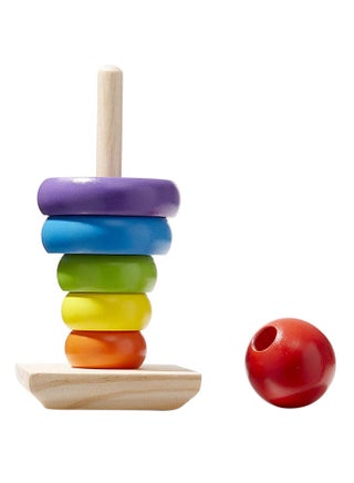 Creative And Educational Shape Wooden Rainbow Stacker Classic Toy For Kids, 8.89x8.89x21.59cm - view 4