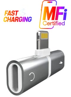 Adapter And Splitter Double Lightning Headphone Audio And Charge Cable For IPhone X/8/8 Plus/7/ 7 Plus Silver