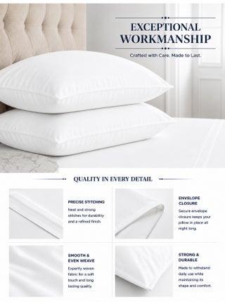 2-Piece Cotton Blend Solid Pillow Cover Cotton Blend White 50x75cm - view 3